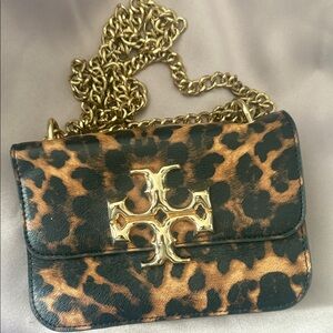 Tory Burch Leopard Print Crossbody Bag with Gold Accents